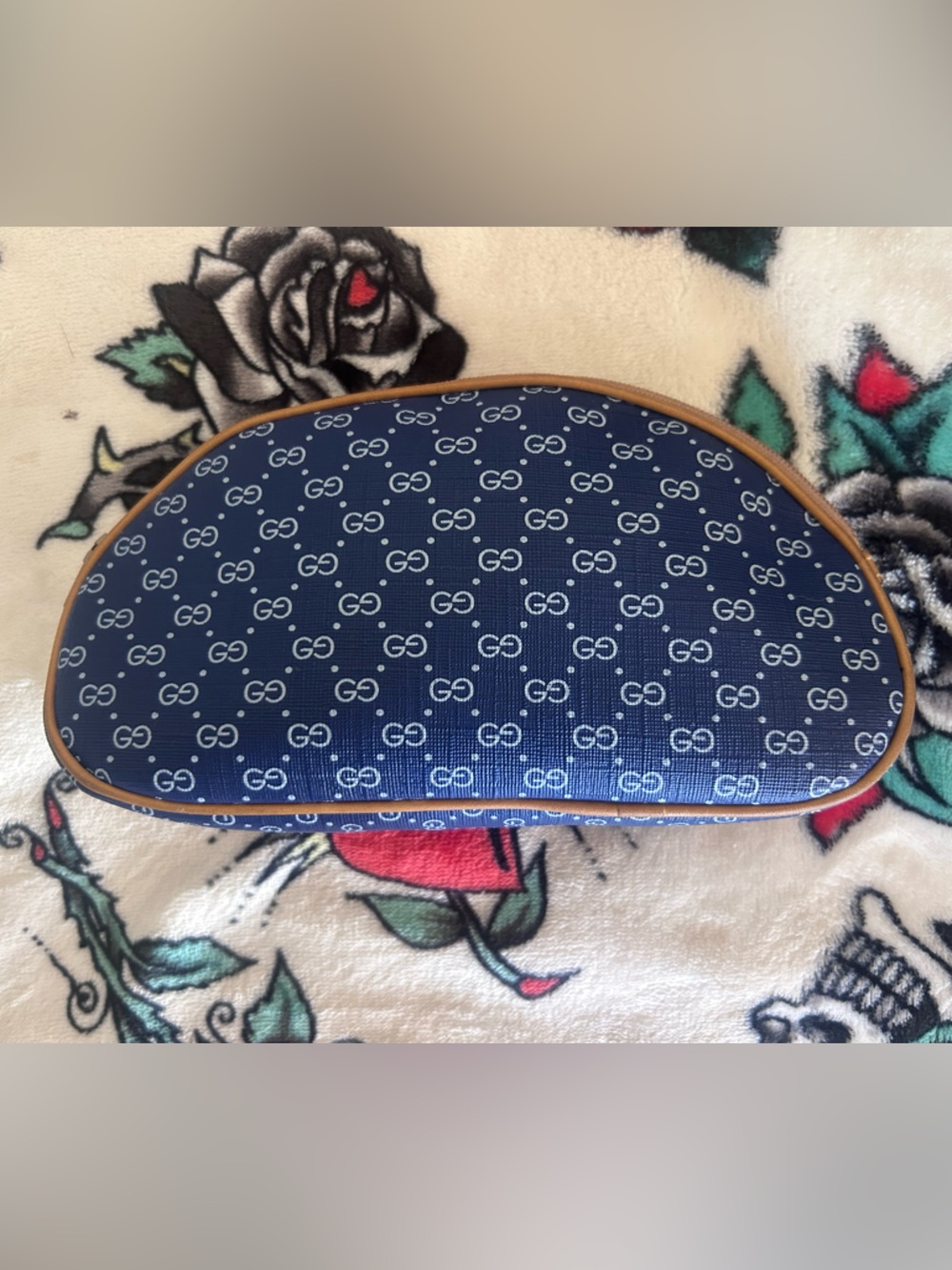 Rare Vintage Gucci GG Supreme Monogram Zippered Accessory Case in Blue